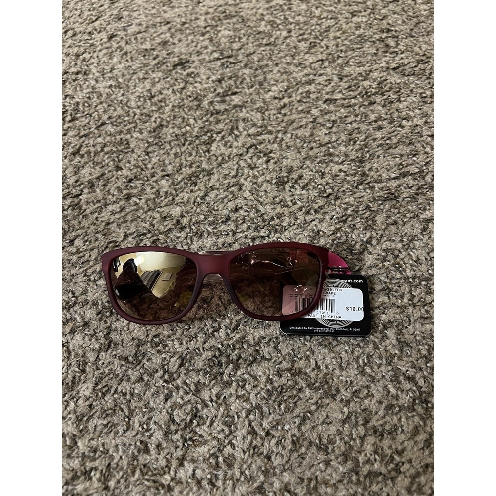 Foster Grant for SHAPE Burgundy‎ Sunglasses MaxBlock Mirrored Lenses New